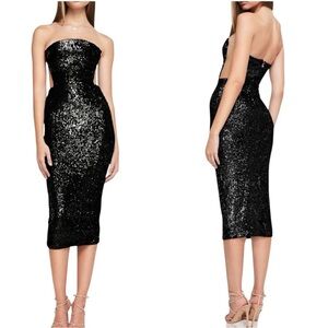 Nookie Black Strapless Sequin Dress